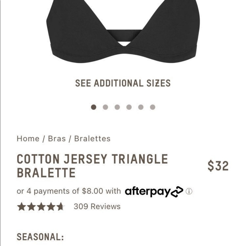 SKIMS Fits Eveetybody Triangle Bralette SOOT S